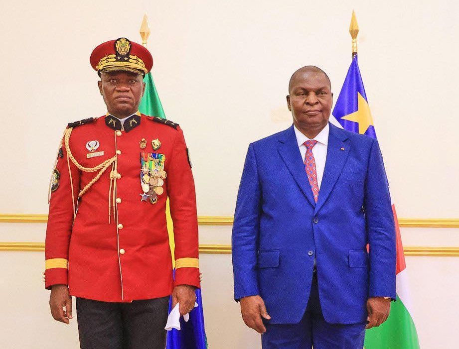 Visite diplomatique en Centrafrique du chef de l’État de transition Brice Clotaire OLIGUI NGUEMA.
